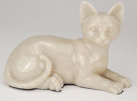 Stone and Resin Porcelain-style Cat Cremation Urn, laying