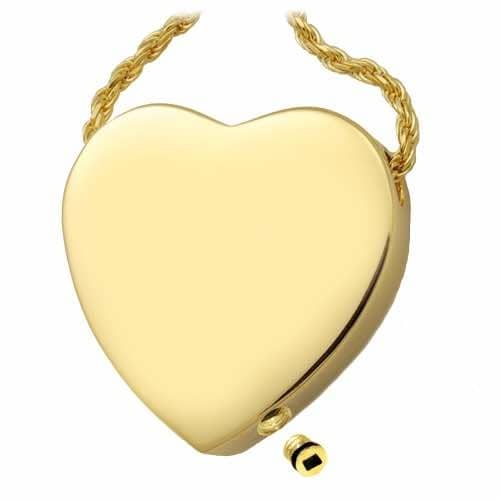 Access Plug for Ashes, Peaceful Heart Cremation Pendant 3109 Sterling Silver and Gold