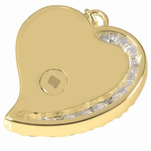 Shine Heart Cremation Pendant, 14K Gold Plated, back