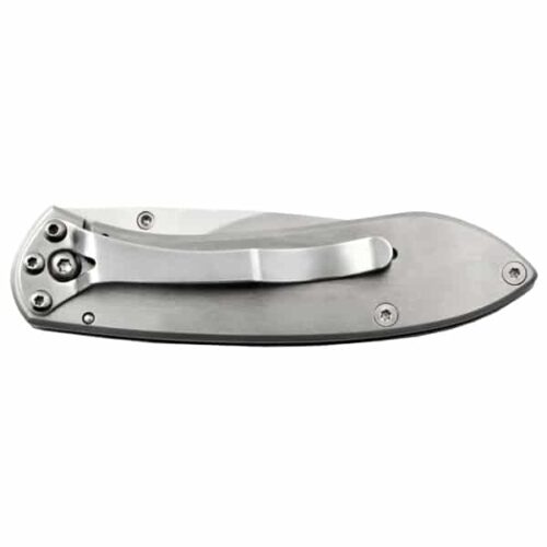 Stainless steel engraved buck pocket knife, back