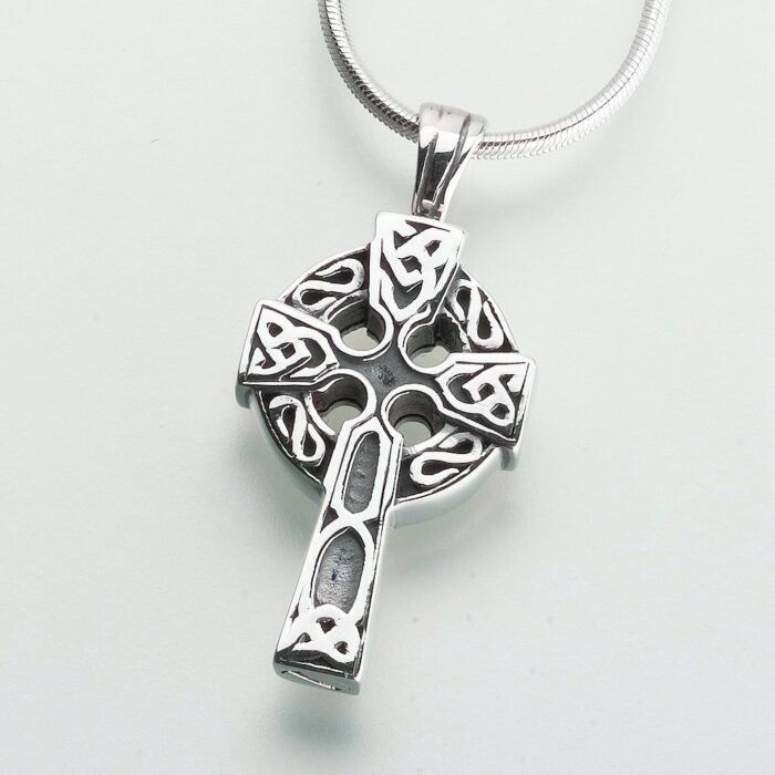Celtic Cross Cremation Pendant, white gold, 203WG