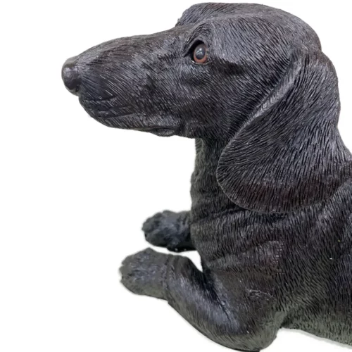 Dachshund dog bronze look large figurine cremation urn - left side view