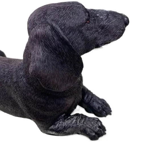 Dachshund dog bronze look large figurine cremation urn - right side view