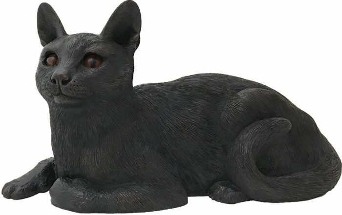 Short-haired cat bronze look large figurine cremation urn