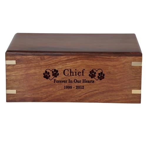 medium rosewood urn with engraved front
