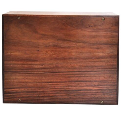 Rosewood cremation urn, extra large size, with inlays, bottom view