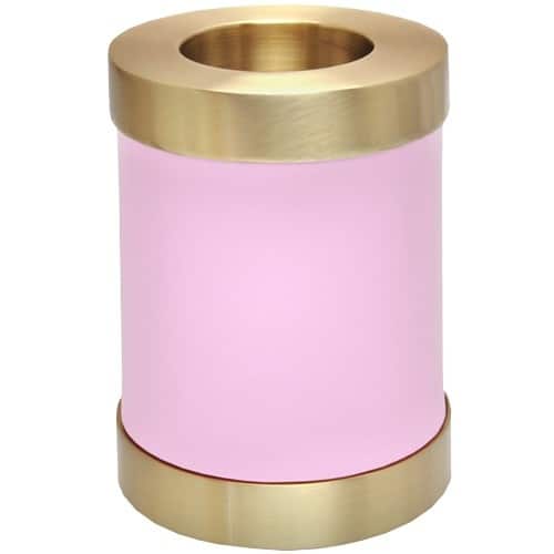 Pink brass candle holder cremation urn