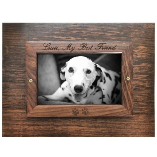 Rosewood photo frame cremation urn, engraved frame