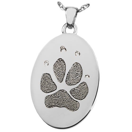 Oval photo print pendant, sterling silver, with actual print engraved