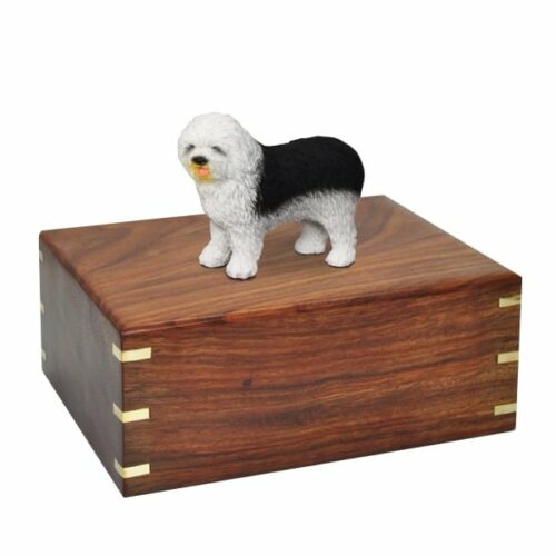 Old English Sheepdog dog figurine cremation memorial urn