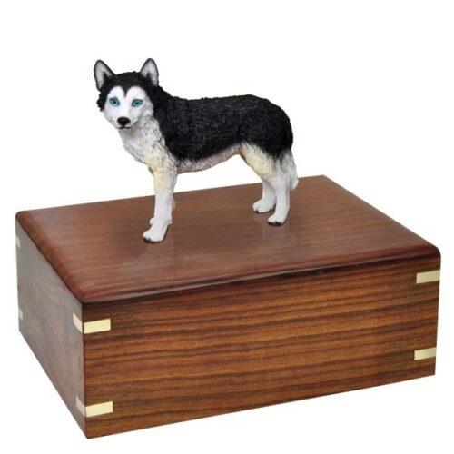 Husky dog figurine cremation memorial urn