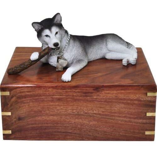 Husky dog figurine cremation memorial urn