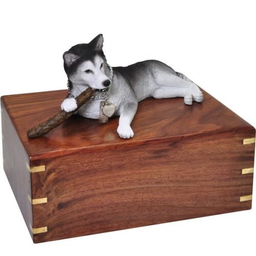 Husky dog figurine cremation memorial urn