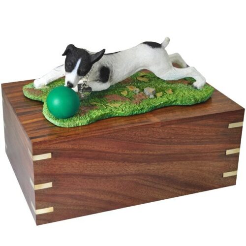Jack Russell Terrier dog figurine cremation memorial urn