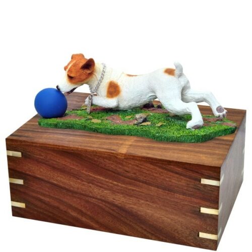 Jack Russell Terrier dog figurine cremation memorial urn