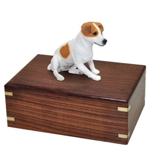 Jack Russell Terrier dog figurine cremation memorial urn