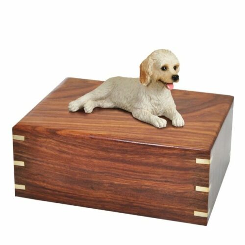 Labradoodle dog figurine cremation memorial urn