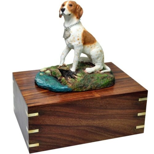Pointer dog figurine cremation memorial urn