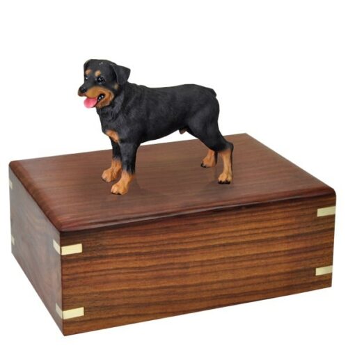 Rottweiler dog figurine cremation memorial urn