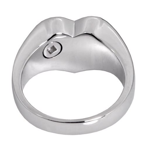 Bold Heart Memorial Cremation Ring, rear view, sterling silver