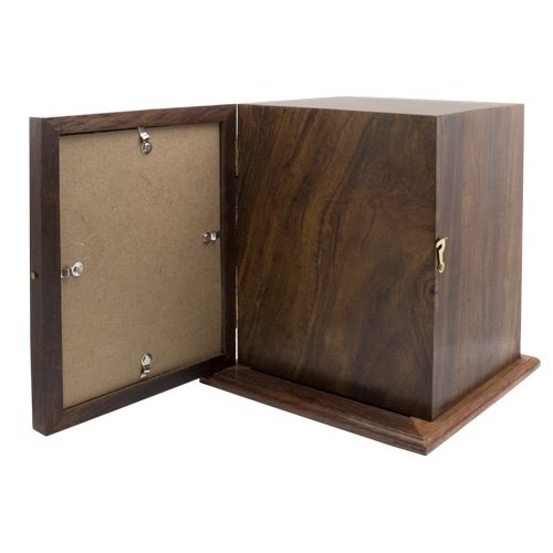 Large wood photo urn with free engraving, open