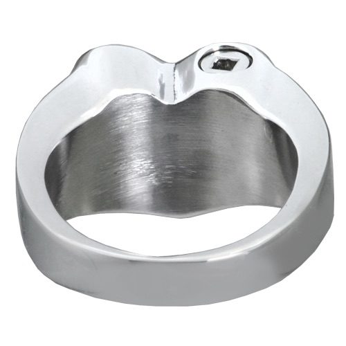Premium Stainless Steel Bold Heart Cremation Ring memorial jewelry, rear view