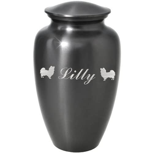 Classic gray cremation urn, brass, large size, engraved