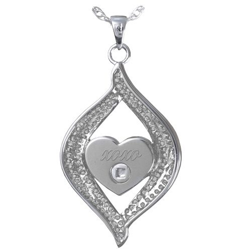 Teardrop Ribbon Heart memorial cremation pendant, back