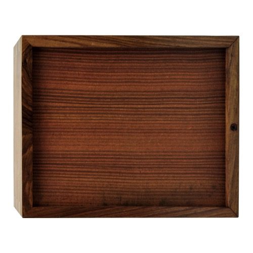 Rosewood pet cremation photo urn with corner inlays, rear view