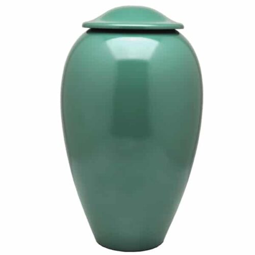 Traditional brass vase pet memorial urn, green color