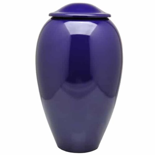 Traditional brass vase pet memorial urn, purple color