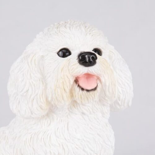 Bichon Frise pet dog cremation urn figurine, face
