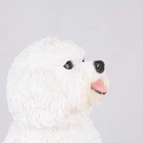 Bichon Frise pet dog cremation urn figurine, face