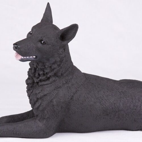 Black German Shepherd pet dog cremation urn figurine