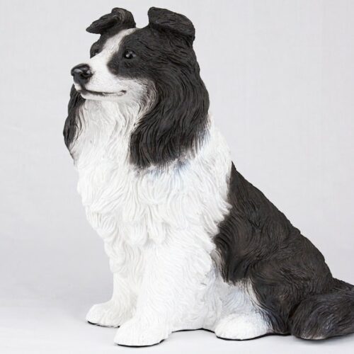 Border Collie pet dog cremation urn figurine