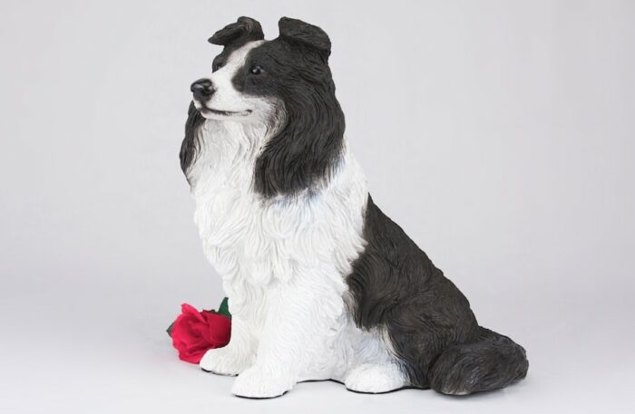 Border Collie pet dog cremation urn figurine