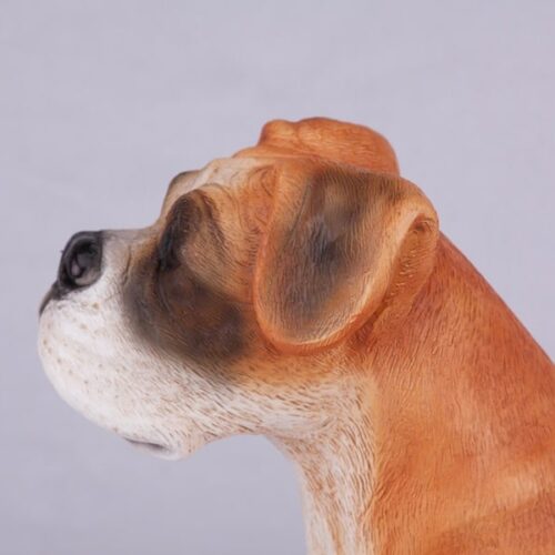 Boxer pet dog cremation urn figurine, face