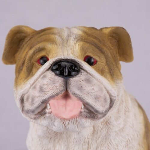 Bulldog pet dog cremation urn figurine, face