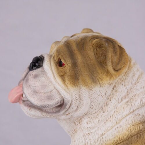 Bulldog pet dog cremation urn figurine, face