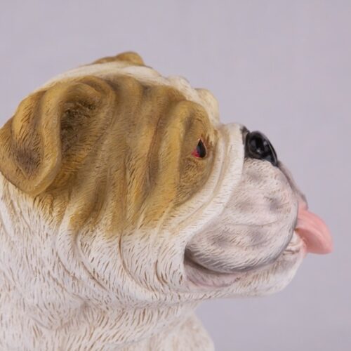 Bulldog pet dog cremation urn figurine, face