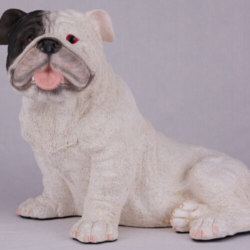 White Bulldog pet dog cremation urn figurine