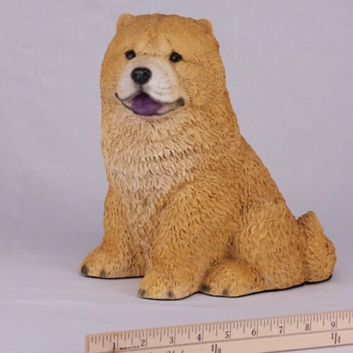 Chow pet dog cremation urn figurine, with ruler