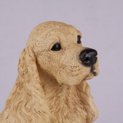 Buff Cocker Spaniel pet dog cremation urn figurine, face