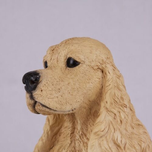 Buff Cocker Spaniel pet dog cremation urn figurine, face