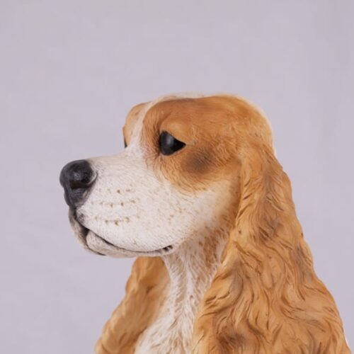 Cocker Spaniel pet dog cremation urn figurine, face