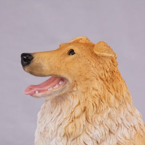 Collie pet dog cremation urn figurine, face