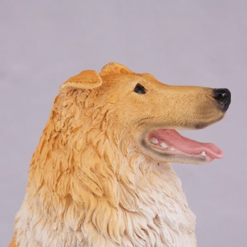 Collie pet dog cremation urn figurine, face