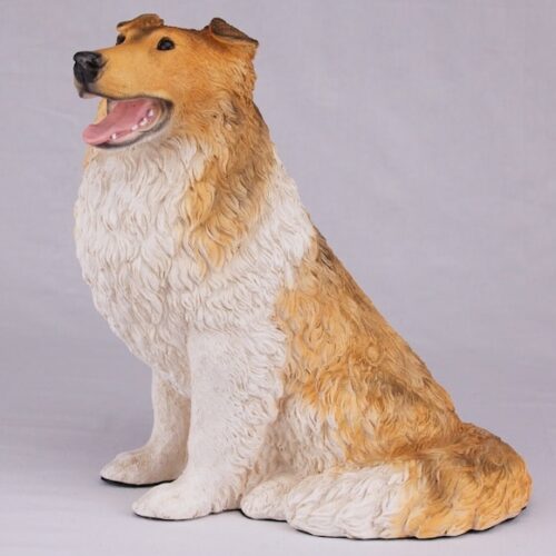 Collie pet dog cremation urn figurine