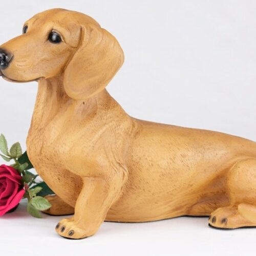 Dachshund pet dog cremation urn figurine