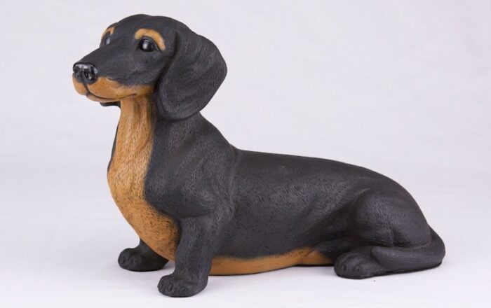 Dachshund pet dog cremation urn figurine
